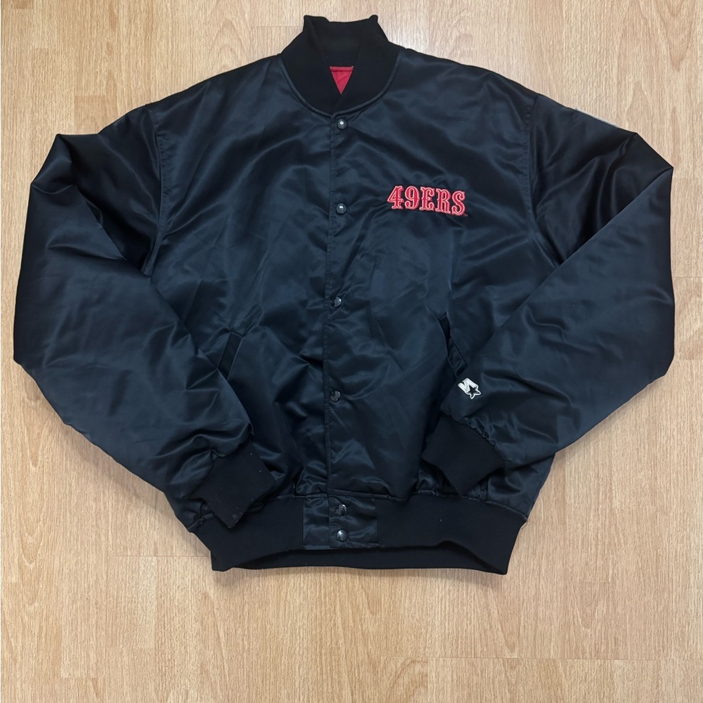 STARTER Black 49ers Satin Jacket
